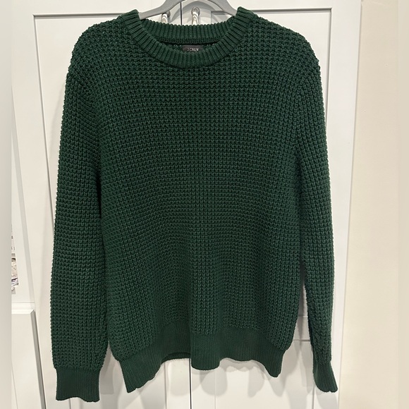 🦋 J Crew Forest Green Women’s Crew Neck Knit Sweater Size Medium 🦋 - Picture 2 of 3